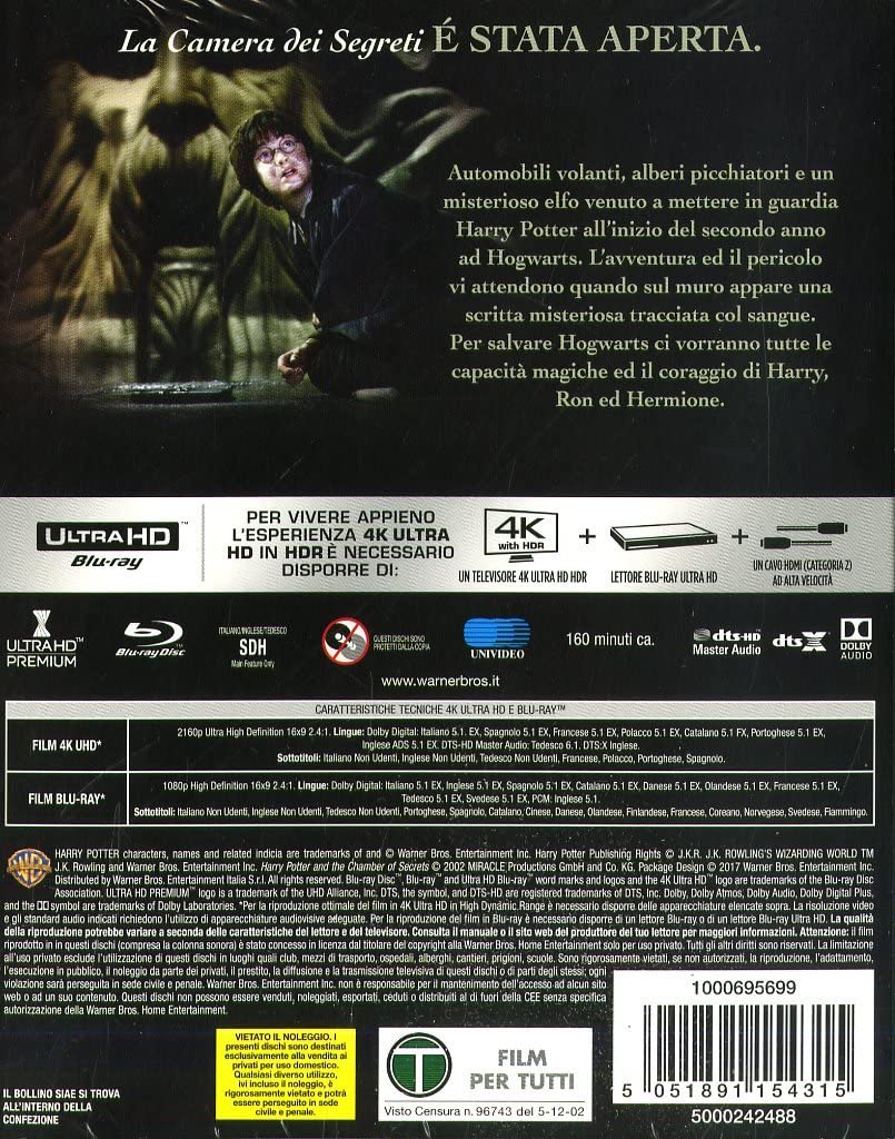 Harry Potter E La Camera Dei Segreti (4k+Br)