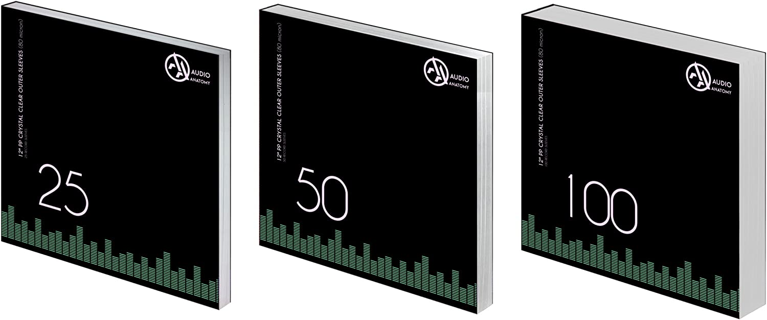 100 X 12INCH PP CRYSTAL CLEAR OUTER SLEEVES (80 MICRON)