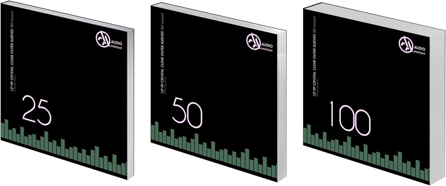 AA Audio Anatomy Audio AnatomyAnatomy - Manicotti esterni in vinile, 30,5 cm, PP/80µ, trasparenti, confezione da