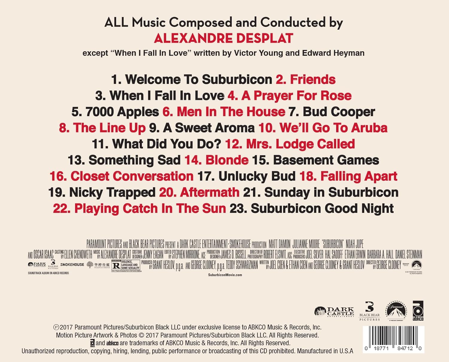 Suburbicon: Music Composed And Conducted By Alexandre Desplat