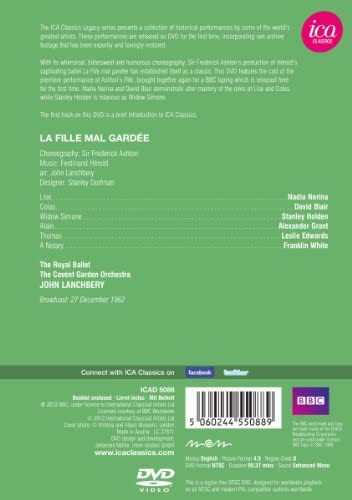 Ashton: La Fille Mal Gardee (Nadia Nerina/ David Blair/ Stanley Holden/ Leslie Edwards/ The Covent Garden Orchestra/ John Lanchberry) (ICA Classics: ICAD 5088)