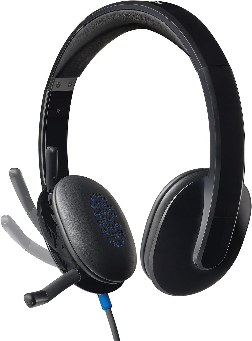 Logitech H540 Kopfhörer mit Mikrofon, Stereo-Headset, Verstellbares Mikrofon mit Rauschunterdrückung, Integrierte Equalizer, Bedienelemente am Ohr, Stummschaltungsanzeige, USB-Anschluss - Schwarz