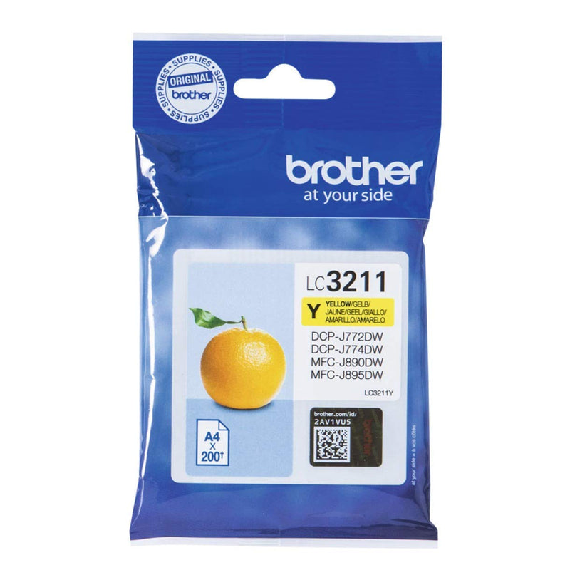 Brother LC-3211Y Inkjet Cartridge, Standard Yield, Yellow, Brother Genuine Supplies