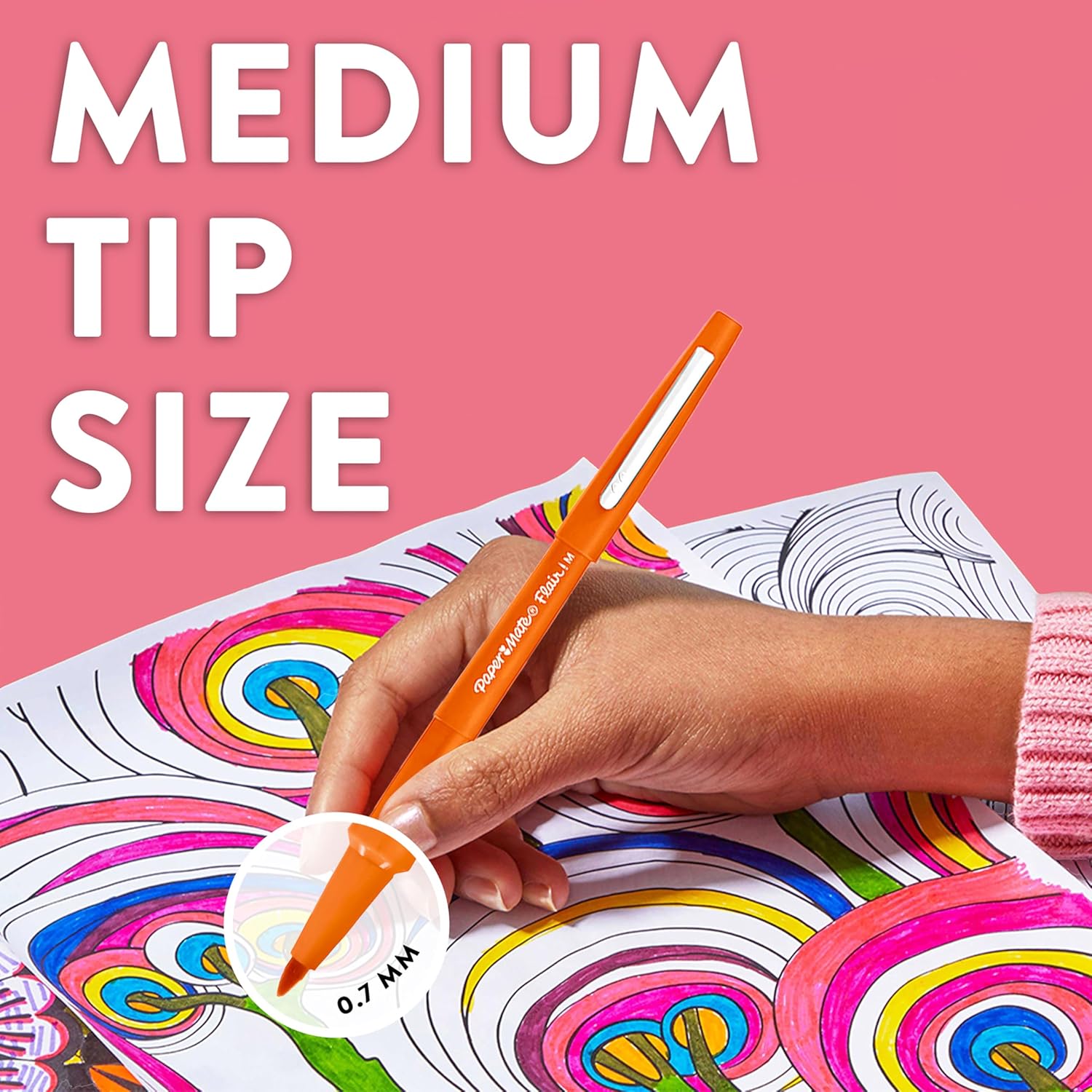 Paper Mate Flair Felt Tip Pens, Medium Point (0.7mm), Assorted Candy POP Colours, 12 Count