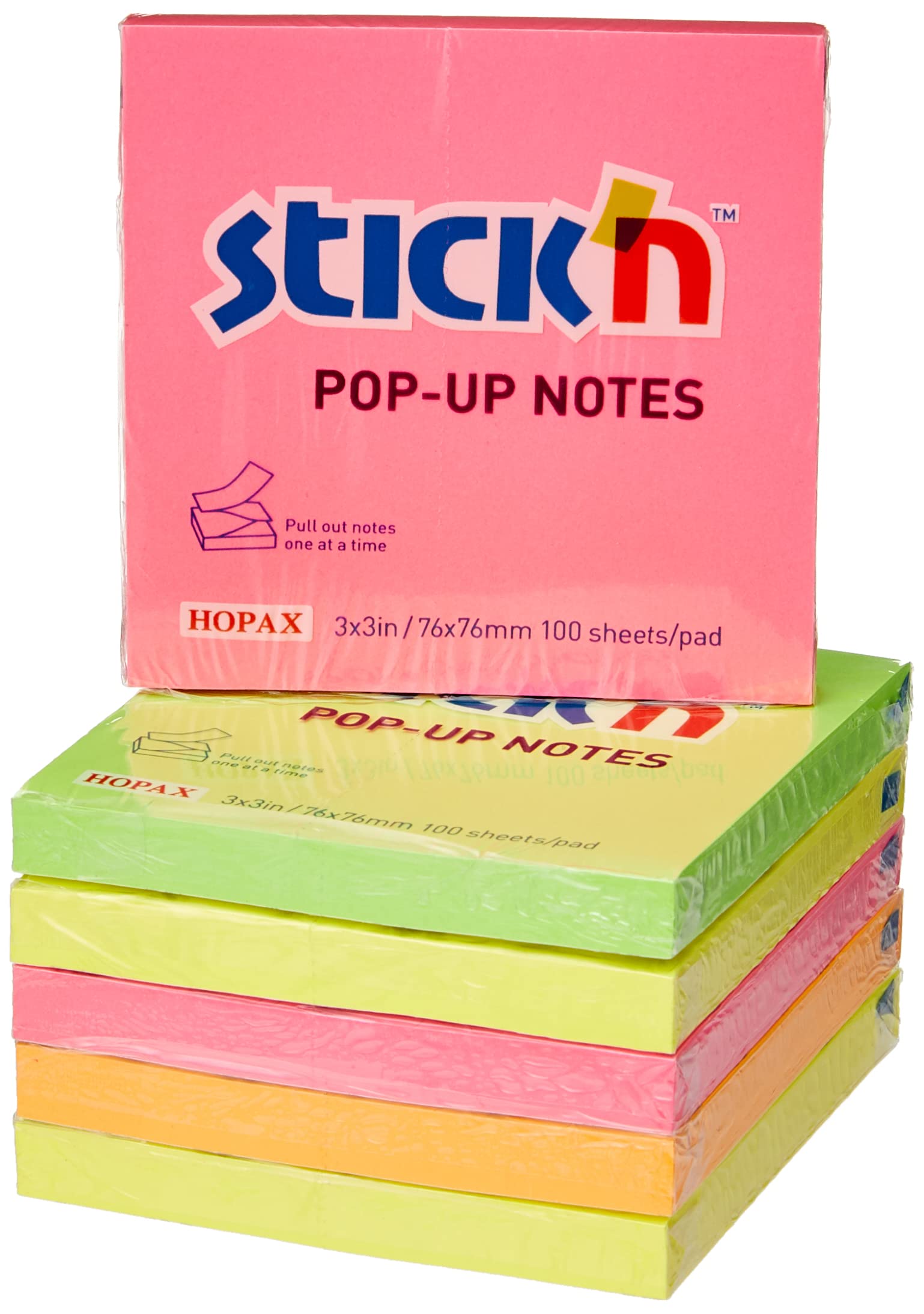 Stick'N Assorted Neon Z Notes (Pack of 6