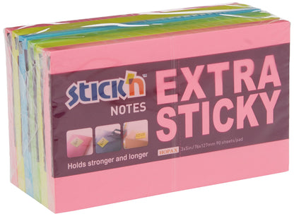 Stick'N 21687 Extra 76 x 127 mm Assorted Neon Sticky Notes (Pack of 6