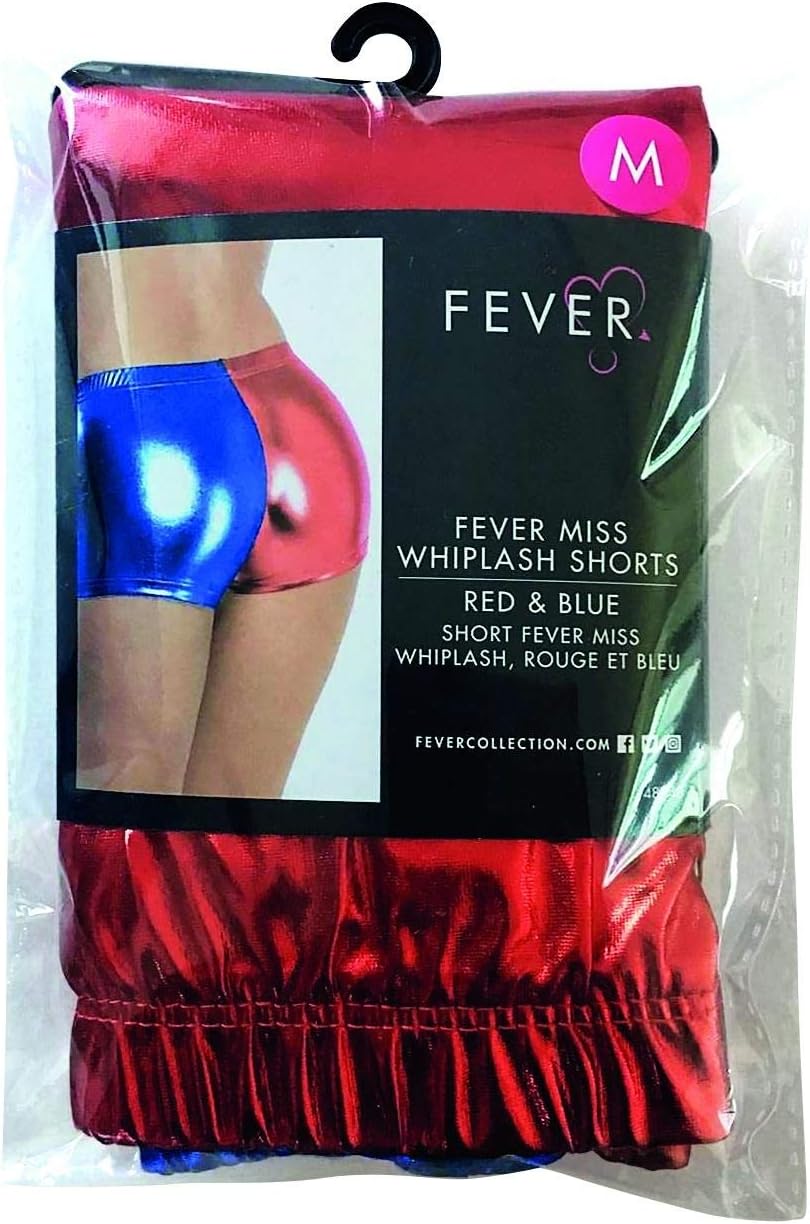 Smiffys Fever Miss Jester Whiplash Shorts, Red & Blue (Size M)