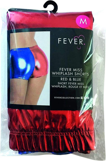Smiffys Fever Miss Jester Whiplash Shorts, Red & Blue (Size M)
