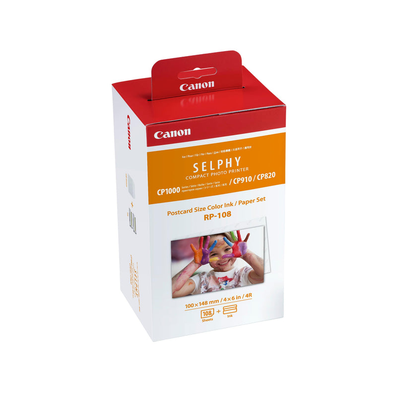 Canon Paper for SELPHY CP1500 - RP-108 Genuine Canon Ink + Paper Set (100 x 148mm) 108 Sheets, also compatible with CP1300, CP1200