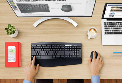Logitech MK850 Multi-Device Wireless Keyboard and Mouse Combo, 2.4GHz Wireless and Bluetooth, Curved Keyframe & Wireless Mouse, 12 Programmable Keys, 3-Year Battery Life, PC/Mac, QWERTY UK Layout