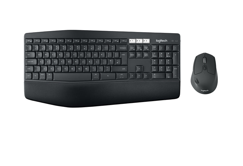 Logitech MK850 Multi-Device Wireless Keyboard and Mouse Combo, 2.4GHz Wireless and Bluetooth, Curved Keyframe & Wireless Mouse, 12 Programmable Keys, 3-Year Battery Life, PC/Mac, QWERTY UK Layout