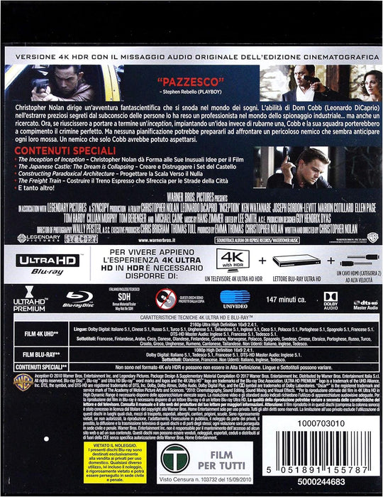 Blu-Ray - Inception (4K Ultra Hd+Blu Ray) (1 Blu-ray