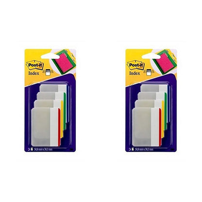 Post-It 686F-1 Index Strong Flat Filing Tabs, Blue/Green/Yellow/Red (6 of Each Colour) (Pack of 2