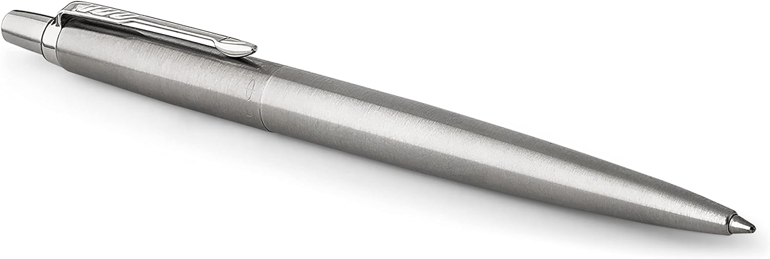 Parker Jotter Ballpoint Pen | Stainless Steel with Chrome Trim | Medium Point Blue Ink