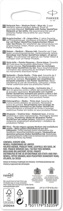 Parker Jotter Ballpoint Pen | Stainless Steel with Golden Trim | Medium Point Blue Ink