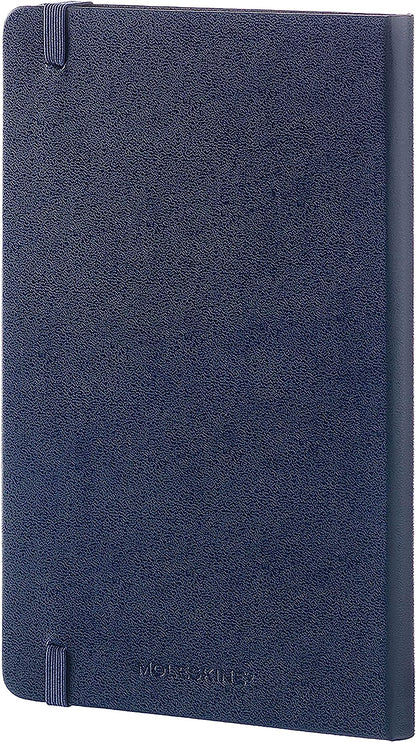 Moleskine Classic Notebook, Taccuino con Pagine Bianche, Copertina Rigida e Chiusura ad Elastico, Formato Large 13 x 21 cm, Colore Blu Zaffiro, 240 Pagine