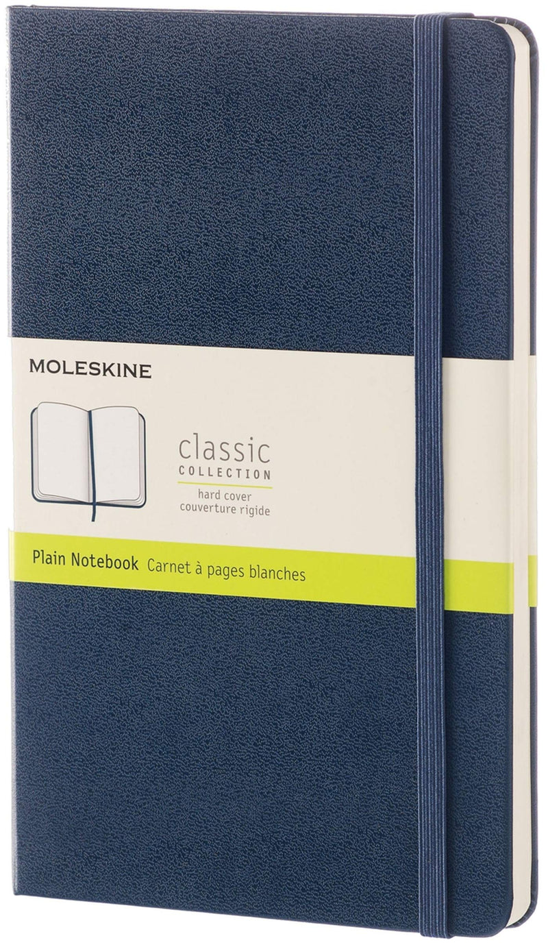Moleskine Classic Notebook, Taccuino con Pagine Bianche, Copertina Rigida e Chiusura ad Elastico, Formato Large 13 x 21 cm, Colore Blu Zaffiro, 240 Pagine