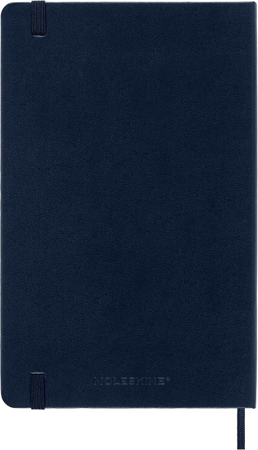 Moleskine Classic Notebook, Taccuino con Pagine Bianche, Copertina Rigida e Chiusura ad Elastico, Formato Large 13 x 21 cm, Colore Blu Zaffiro, 240 Pagine