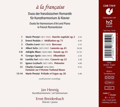 À la francaise - Duets for Harmonium d´Art and Piano in French Romanticism