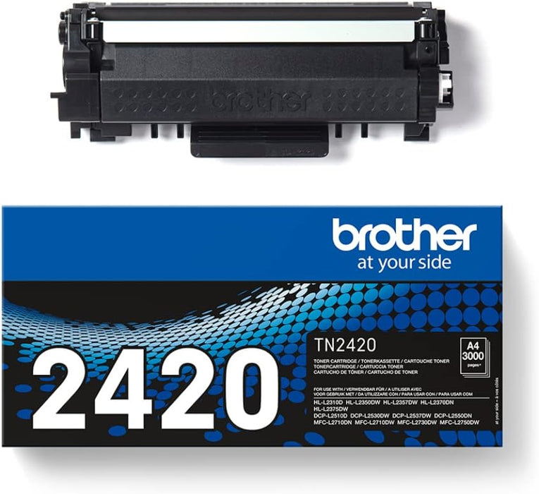 BROTHER TN-2420 Toner Cartridge, Black, Single, High Yield, includes 1 x Toner Cartridge, Genuine Supplies