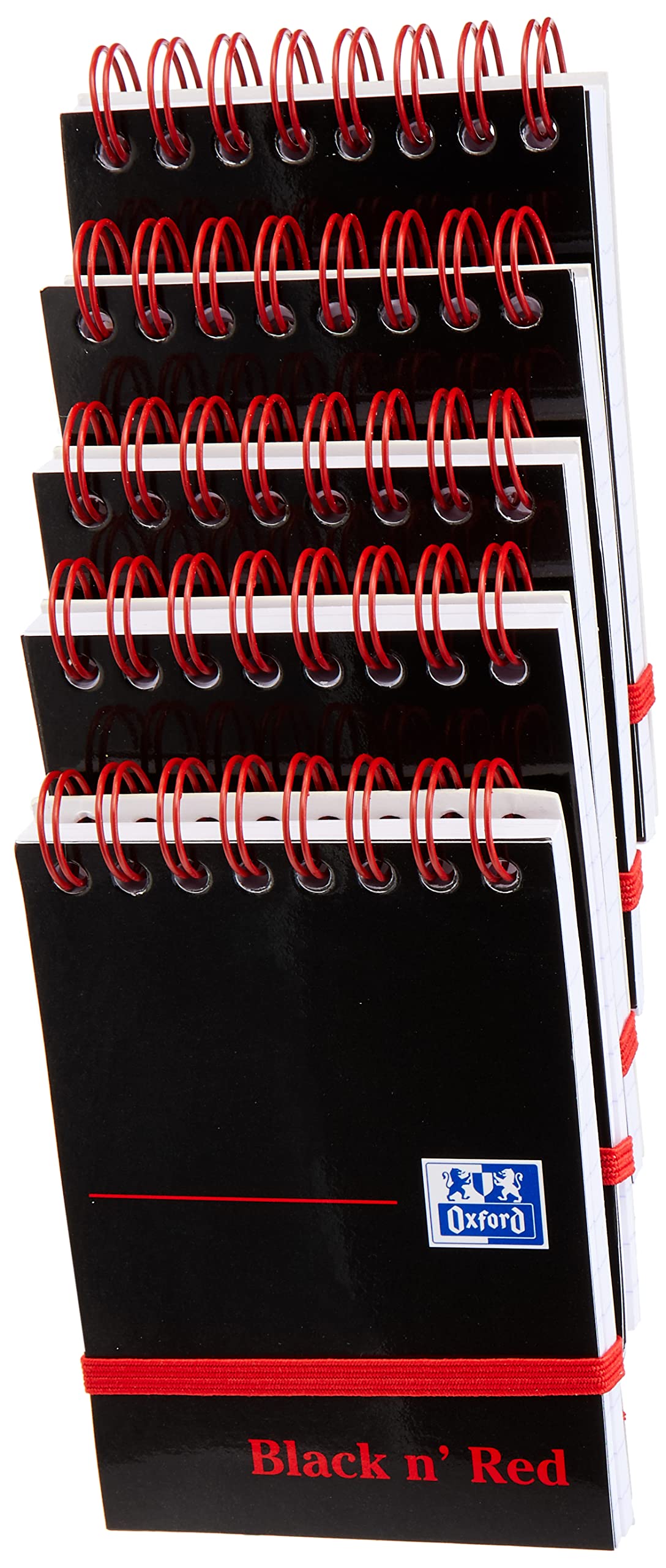 Black n Red A7 Glossy Hardback Wirebound Notebook of 144 Pages (Pack of 5),black/red