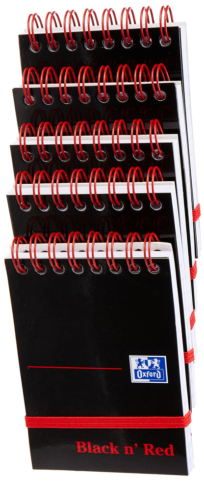 Black n Red A7 Glossy Hardback Wirebound Notebook of 144 Pages (Pack of 5),black/red