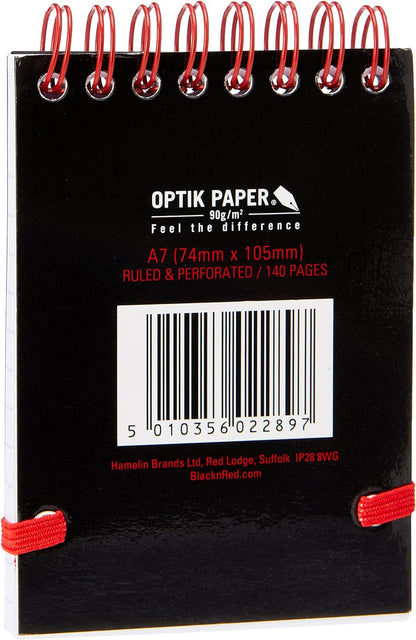 Black n Red A7 Glossy Hardback Wirebound Notebook of 144 Pages (Pack of 5),black/red