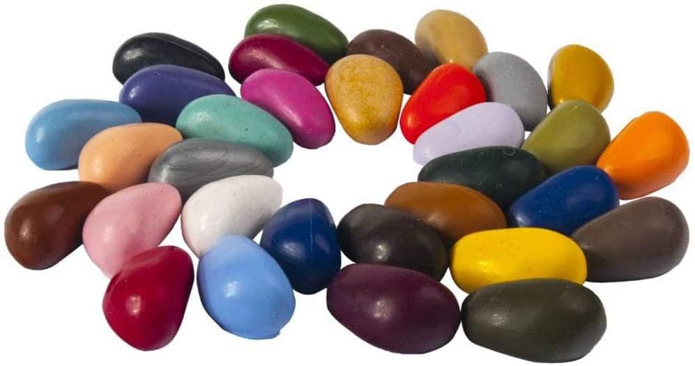 Crayon Rocks - Non-toxic children's soy wax crayons  -durable ecological chalk in a muslin bag - 32 natural washable colors - drawing on paper and fabric