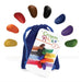 Crayon Rocks - Non-toxic children's soy wax crayons  - durable ecological chalk in a blue velvet bag - 8 natural washable colors - drawing on paper and fabric