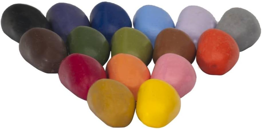 Crayon Rocks – niet-giftige kinderwaxstiften met motorstimulerende werking – langdurige veelkleurige kleurpotloden in een mosselin-tas – 16 kleuren – voor het tekenen op papier en stof