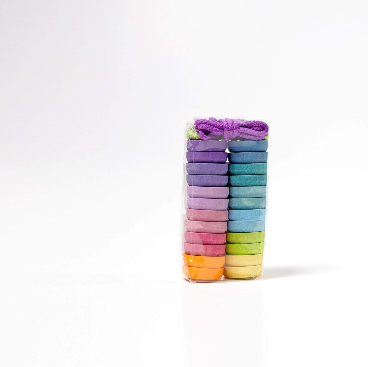 Grimm's Threading Game Small Wood Buttons, Pastel