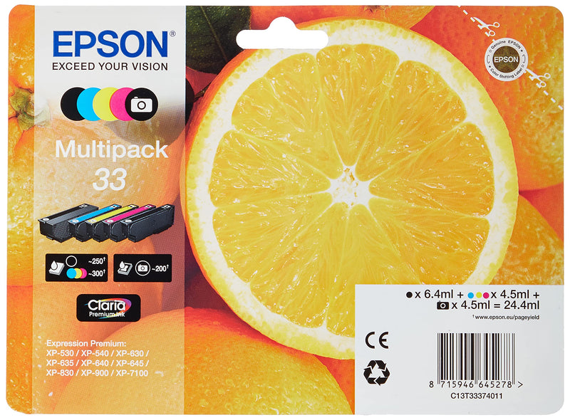 Epson Inkjet Cartridges, Black/Yellow/Magenta/Cyan
