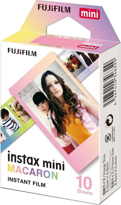 instax mini instant film, Macaron border, 10 shot pack, suitable for all instax mini cameras and printers