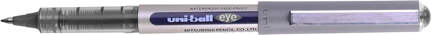 uni-ball UB-157 Eye Rollerball Pens. Premium Fine 0.7mm Ballpoint Tip for Super Smooth Handwriting, Drawing, Art, Crafts and Colouring. Fade and Water Resistant Liquid Uni Super Ink. Box of 12 Black