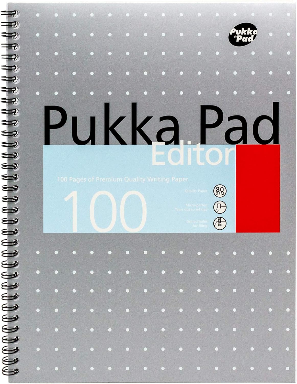 Pukka Pad, A4+ Metallic Editor Pad 3 Pack - Wirebound Notebook with 8mm Lines and 80GSM Paper - 100 Pages