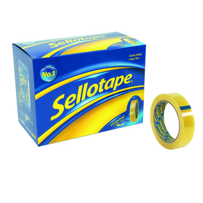 Sellotape 1443268 Original Golden Tape Roll Non-static Easy-Tear, Large 24 mm x 66 m - Pack 12