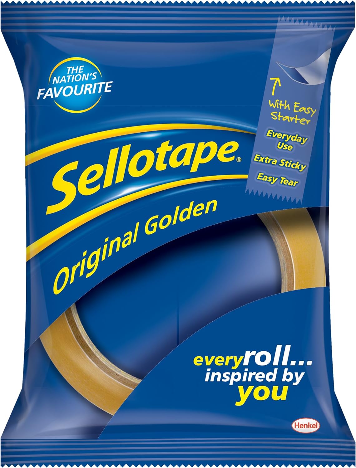 Sellotape 1443268 Original Golden Tape Roll Non-static Easy-Tear, Large 24 mm x 66 m - Pack 12