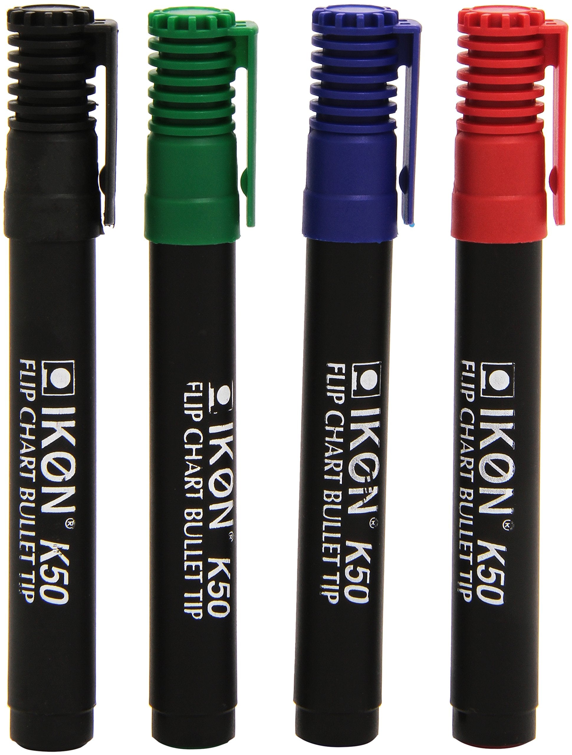 Hainenko K50-WLT4 Value Bullet Tip Flipchart Marker - Assorted Colour (Pack of 4