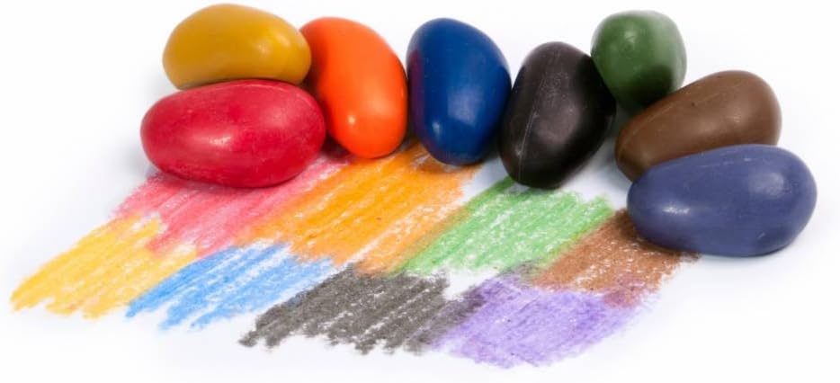 Crayon Rocks - Non-toxic children's soy wax crayons  - durable ecological chalk in a muslin bag - 8 natural washable colors - drawing on paper and fabric