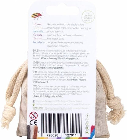 Crayon Rocks - Non-toxic children's soy wax crayons  - durable ecological chalk in a muslin bag - 8 natural washable colors - drawing on paper and fabric