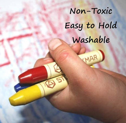 Stockmar Beeswax Stick Crayons, Set of 16 - Non Toxic, Jumbo Crayons, Beeswax Crayons For Toddlers, Kids -Waldorf Homeschool -Waldorf Art Supplies- Includes Storage Tin
