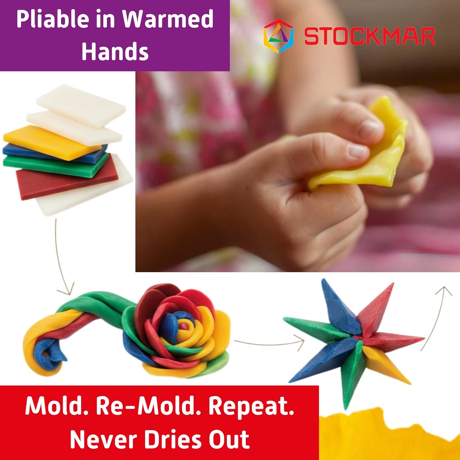 Stockmar 51200 Modelliermassen Play Dough Beeswax – 12 Colours