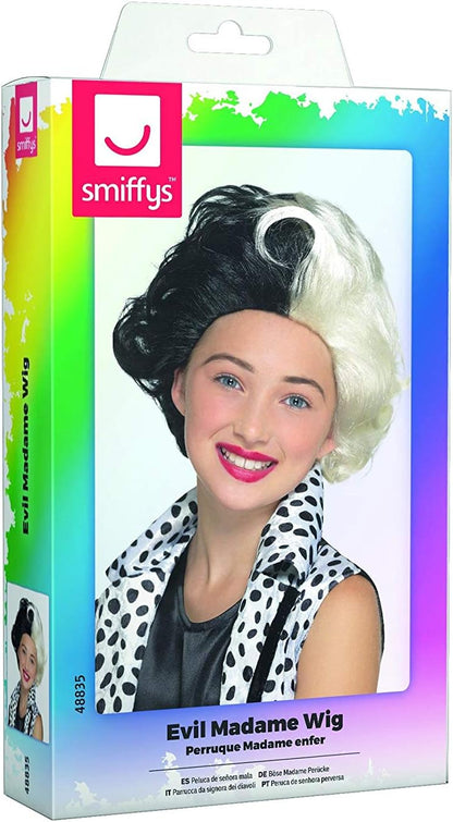Smiffys Evil Madame Wig, Black & White