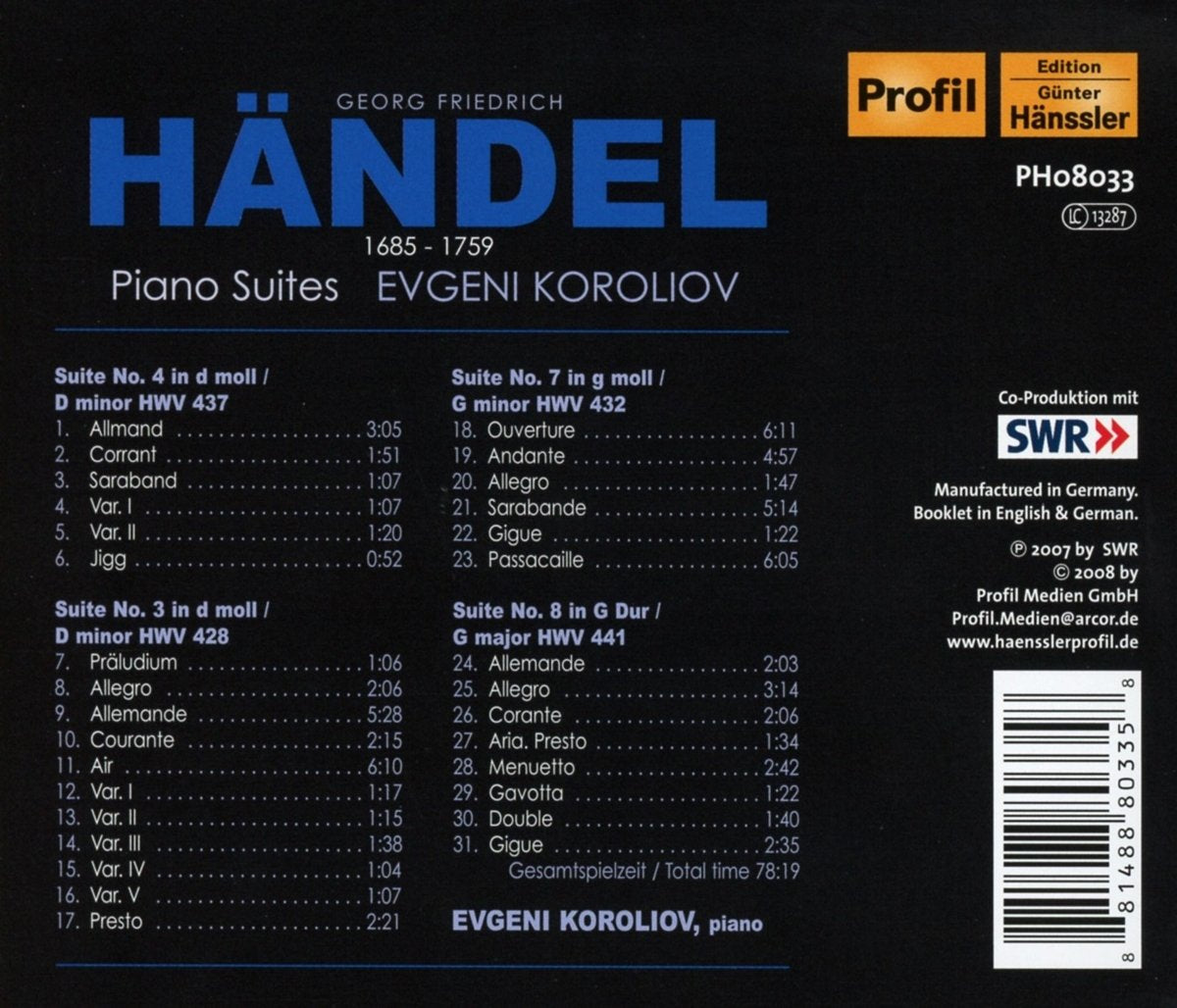 HÄNDEL: Piano Suites