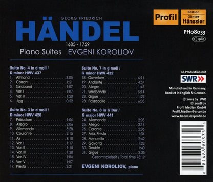 HÄNDEL: Piano Suites