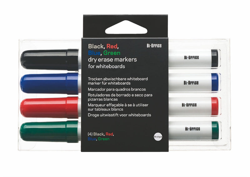 Bi-Office Dry Wipe Marker, Assorted Colors (Pack of 4