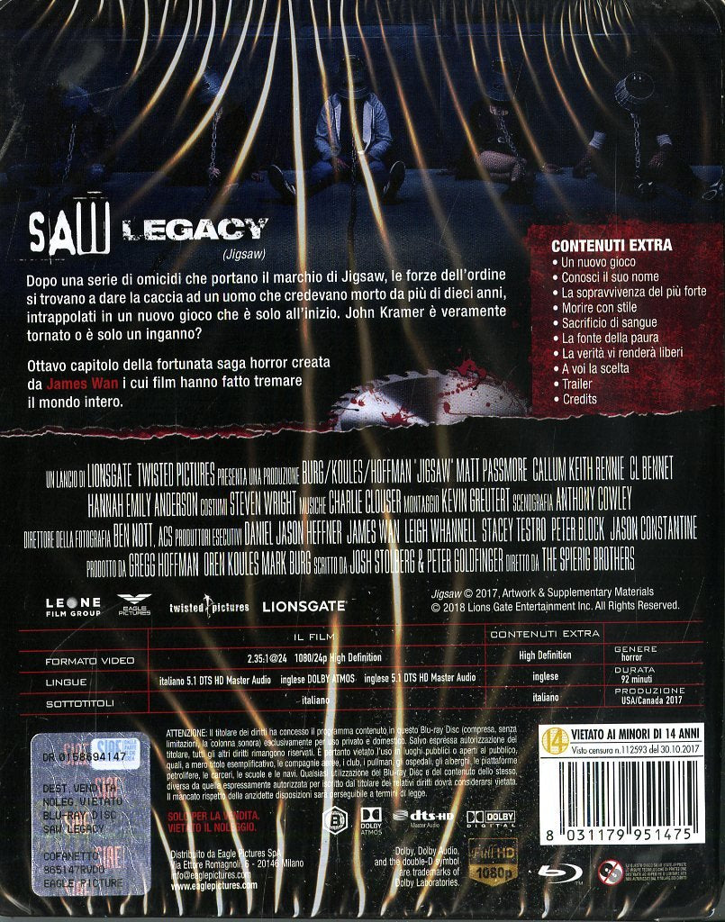 Saw, Saw Legacy (Box 4 Br Steelbook Con Card Tarocco
