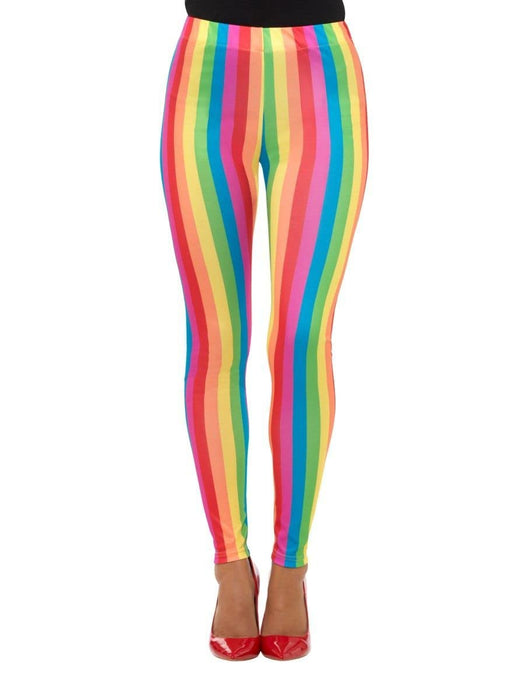 Smiffys Rainbow Clown Leggings, Multi-Coloured , Circus Fancy Dress, Clown Dress Up Accessories