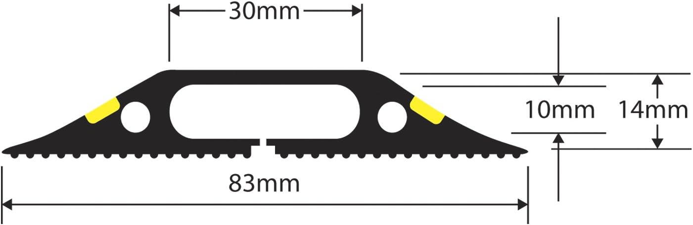 Floor Cable Protector, D-Line, FC83H Medium Duty, Linkable Floor Cable Cover, Protect Cables & Prevent a Trip Hazards - 1.8 Meter (L) - Cable Cavity 30mm (W) x 10mm (H