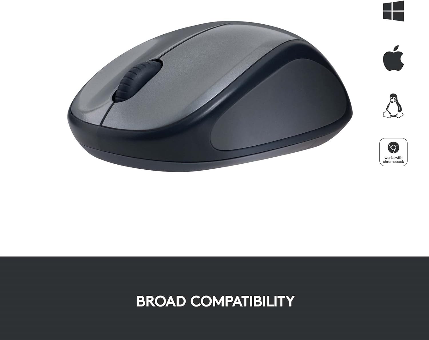Logitech M235 Wireless Mouse, 2.4 GHz with USB Unifying Receiver, 1000 DPI Optical Tracking, 12 Month Battery, Compatible with PC, Mac, Laptop, Chromebook